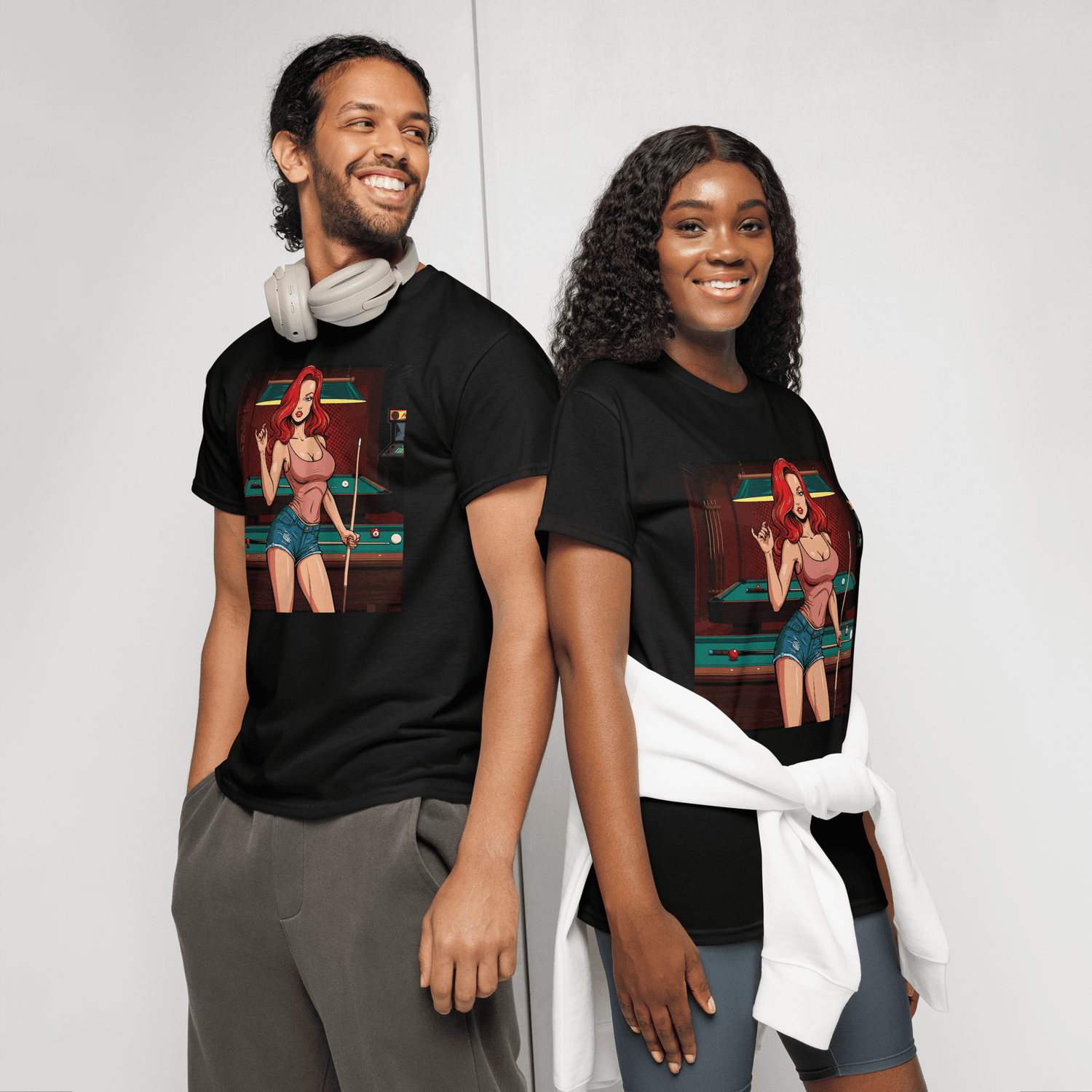 Male and Female models wearing Pinup Girl #4 shirts