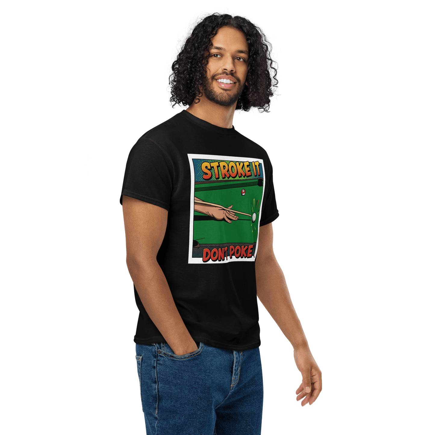 "Stroke It. Don't Poke It" T-Shirt - Men's - Black - Front