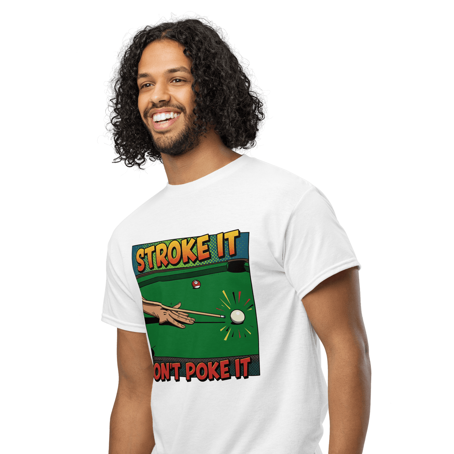 "Stroke It. Don't Poke It" T-Shirt - Men's - White - Front