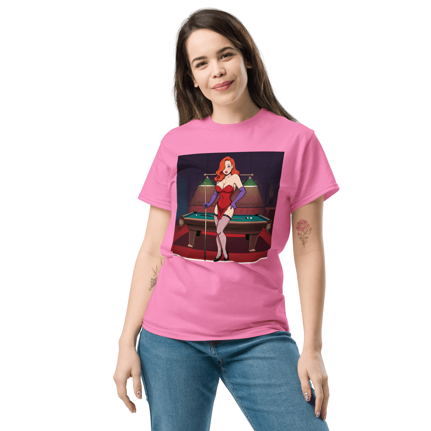 Pinup Girl #7 T-Shirt - Women's - Pink - Front