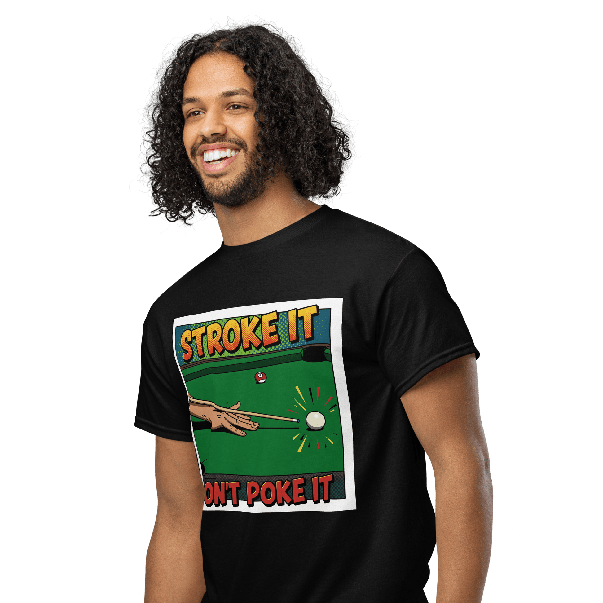 "Stroke It. Don't Poke It" T-Shirt - Men's - Black - Front