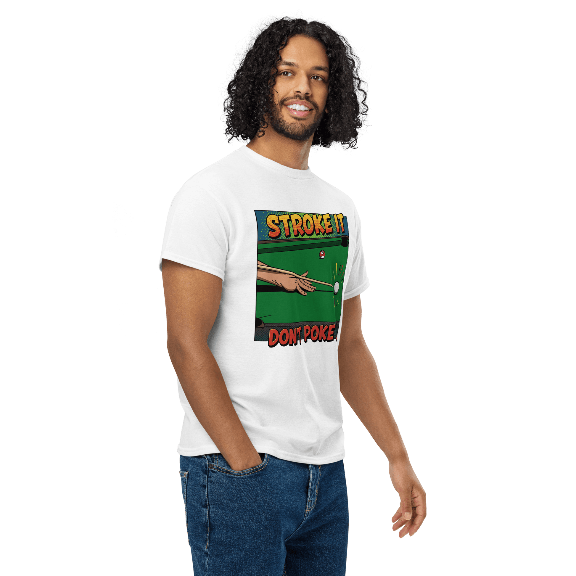 "Stroke It. Don't Poke It" T-Shirt - Men's - White - Front